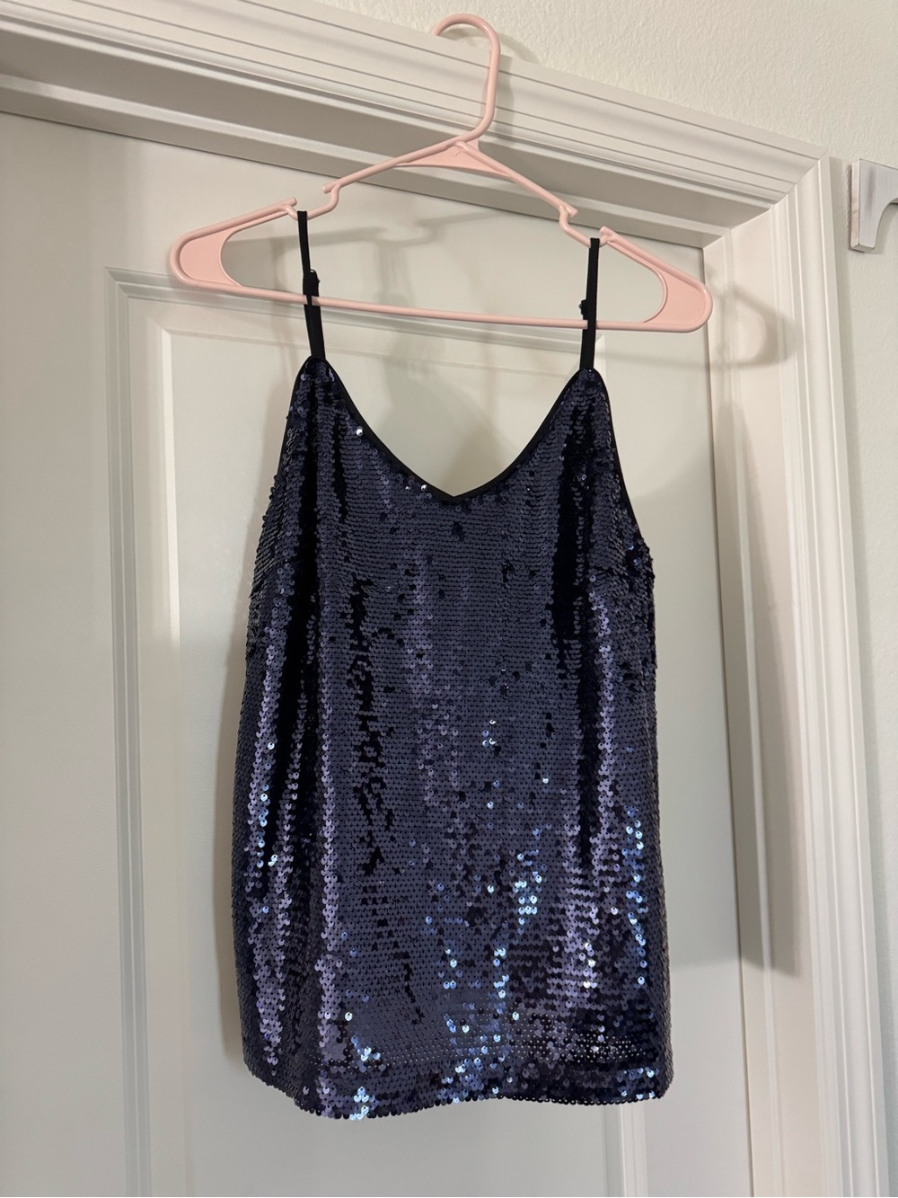 Lumiere Navy Sequin Cami with Adjustable Straps